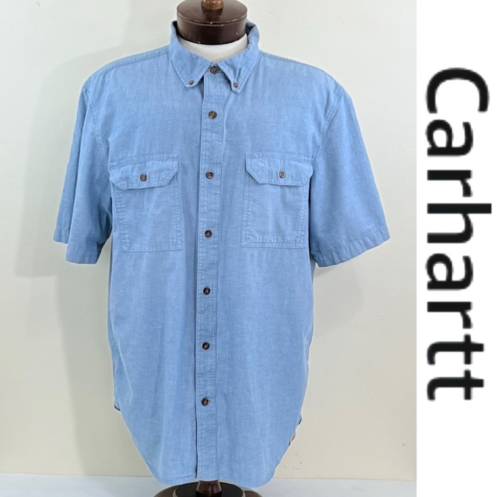 Carhartt Men's Relaxed Fit Short Sleeve Button Down Shirt - Picture 8 of 8